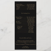 Black and Gold Art Deco Pfau Hochzeitsprogramm Programm (Rückseite)