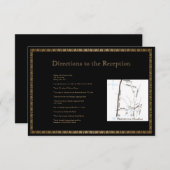 Black and Gold Art Deco Pfauenhochzeiten Begleitkarte (Vorne/Hinten)