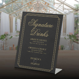 Black and Gold Art Déco - Untertitelungsgetränke f Sockelschild