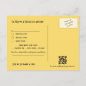 Black and Gold Art Deco Wedding RSVP QR Code Postkarte (Rückseite)