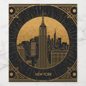 Black and Gold Art Deco Weinetikett (Einzelnes Label)