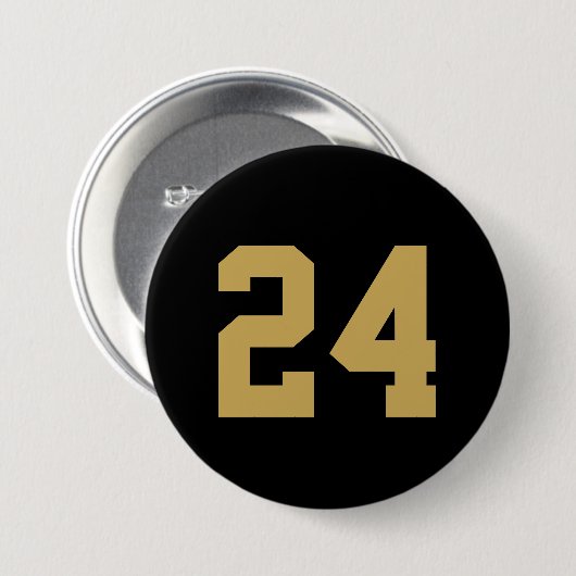Black and Gold Athlete Jersey Number Button (Vorne & Hinten)