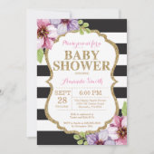 Black and Gold Baby Shower Einladung Glitzer (Vorderseite)