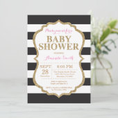 Black and Gold Baby Shower Einladung Glitzer (Stehend Vorderseite)