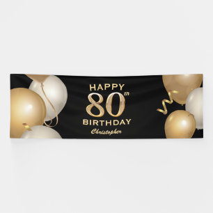 Black and Gold Ballons der 80. Geburtstagsparty Banner