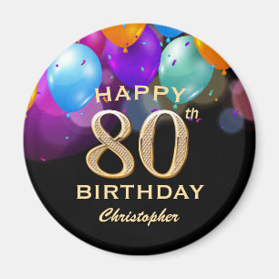 Black and Gold Ballons der 80. Geburtstagsparty Magnet