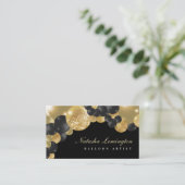 Black and Gold Balloon Garland Balloon Artist Visitenkarte (Stehend Vorderseite)