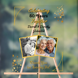 Black and Gold Balloons 50 Jahre Acrylschild