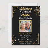 Black and Gold Balloons 50 Jahre Einladung (Vorderseite)