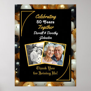 Black and Gold Balloons 50 Jahre Poster