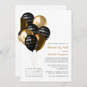 Black and Gold Balloons Brautparty per Mail Einladung