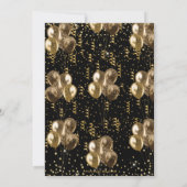 Black and Gold Balloons Confetti 70. Geburtstag Einladung (Rückseite)