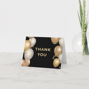 Black and Gold Balloons Confetti Danke Karte