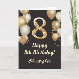 Black and Gold Balloons Confetti Karte