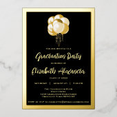Black and Gold Balloons Graduation Party Folieneinladung (Vorderseite)
