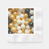 Black and Gold Balloons Jubiläum Serviette (Vorderseite)