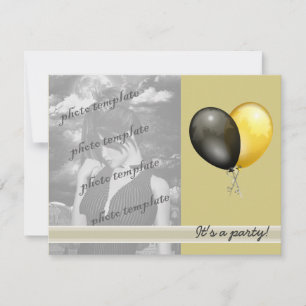 Black and Gold Balloons Party Einladungen