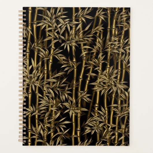 Black and Gold Bamboo Chiyogami Planner Planer (Vorderseite)