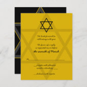 Black and Gold Bar Mitzvah Replik Card RSVP Karte (Vorne/Hinten)