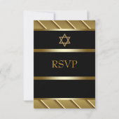 Black and Gold Bar Mitzvah UAWG RSVP Karte (Vorderseite)