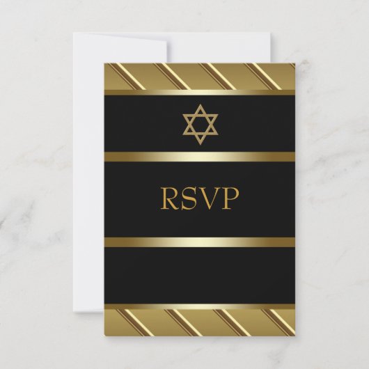 Black and Gold Bar Mitzvah UAWG RSVP Karte (Vorderseite)