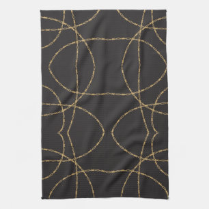 Black and Gold Barbed Luxury Geschirrtuch