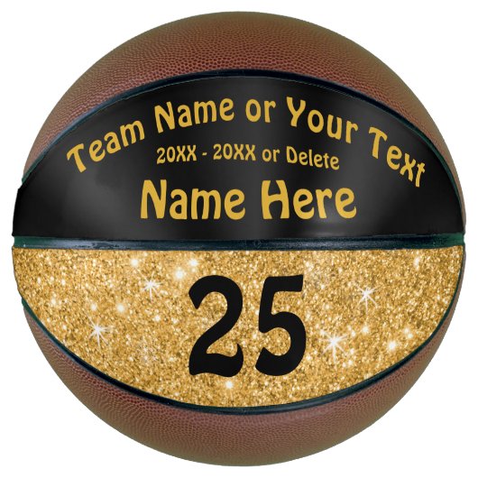Black and Gold Basketball Personalisiert für Girls (Vorderseite)