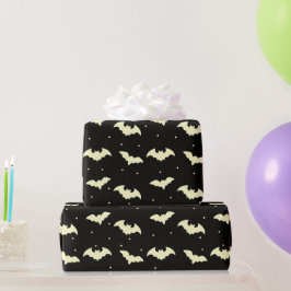 Black and Gold Bats Black Halloween Geschenkpapier