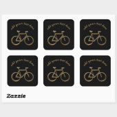 Black and Gold Bike Radfahrer Quadratischer Aufkleber (Blatt)