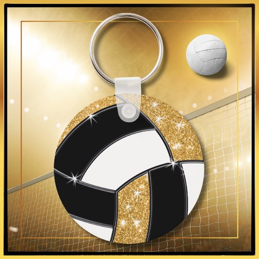 Black and Gold bilap Volleyball Geschenke 4 Textfe Schlüsselanhänger