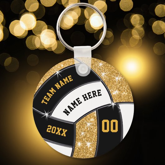Black and Gold bilap Volleyball Geschenke 4 Textfe Schlüsselanhänger