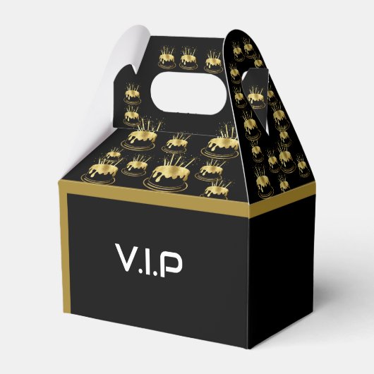 Black and Gold Birthday Party Gable Fevor Box Geschenkschachtel (Rückseite)