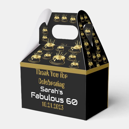 Black and Gold Birthday Party Gable Fevor Box Geschenkschachtel (Vorderseite)