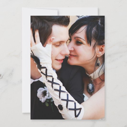 Black and Gold bis Death Gothic Foto Hochzeit Einladung (Rückseite)