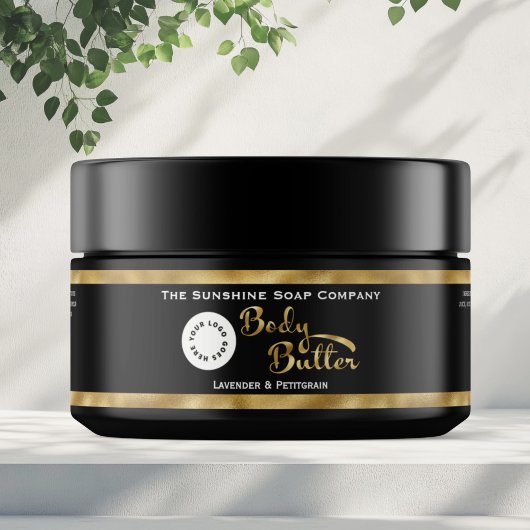 Black and Gold Body Butter Jar Label mit Logo