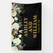 Black and Gold Boho Bohemisch Chic Greenerity Wedd Banner (Vertikal)