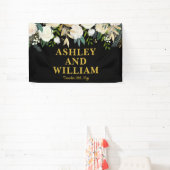 Black and Gold Boho Bohemisch Chic Greenerity Wedd Banner (InSitu)