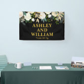 Black and Gold Boho Bohemisch Chic Greenerity Wedd Banner (Messe)