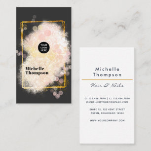 Black and Gold Bokeh Square Business Card Visitenkarte