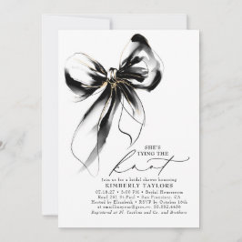 Black and Gold Bow Elegant Whimsical Bridal Shower Einladung