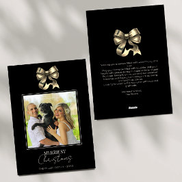Black and Gold Bow Modernes Foto Weihnachten