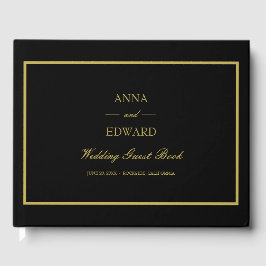 Black and Gold Bridge and Groom Wedding Guest Book Gästebuch