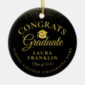 Black and Gold Cap Abschluss Herzlichen Glückwunsc Keramik Ornament (Vorne)