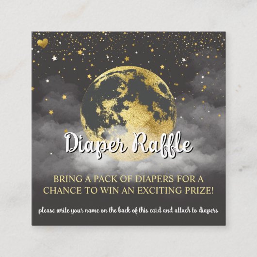 Black and Gold Celestial Baby Shower Diaper Raffle Begleitkarte (Vorderseite)