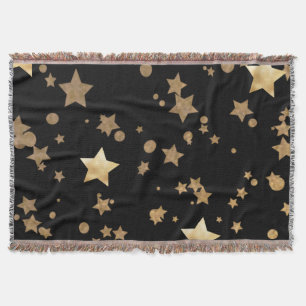 Black and Gold Celestial Stars und Polka Dots Decke