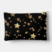 Black and Gold Celestial Stars und Polka Dots Zubehörtasche (Rückseite)