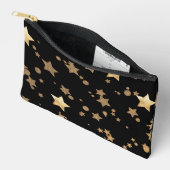 Black and Gold Celestial Stars und Polka Dots Zubehörtasche (Offen)