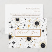 Black and Gold Celestial Wedding Dankeschön Karte (Vorne/Hinten)