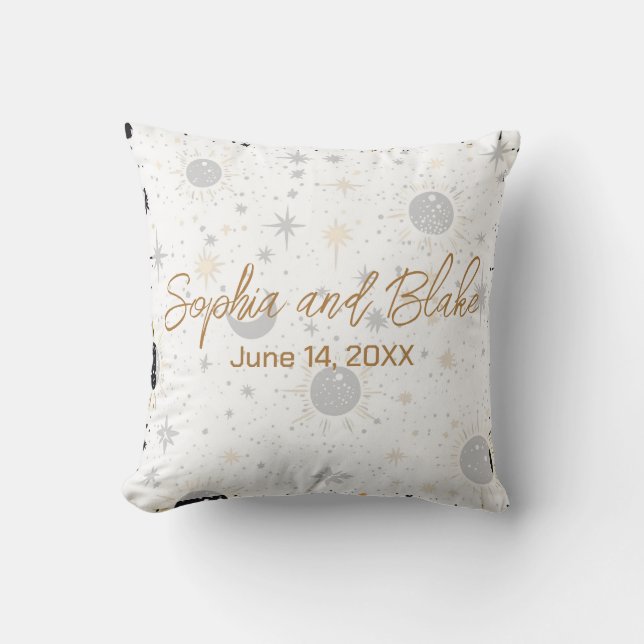 Black and Gold Celestial Wedding Kissen (Vorderseite)
