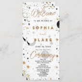Black and Gold Celestial Wedding Program (Vorne/Hinten)